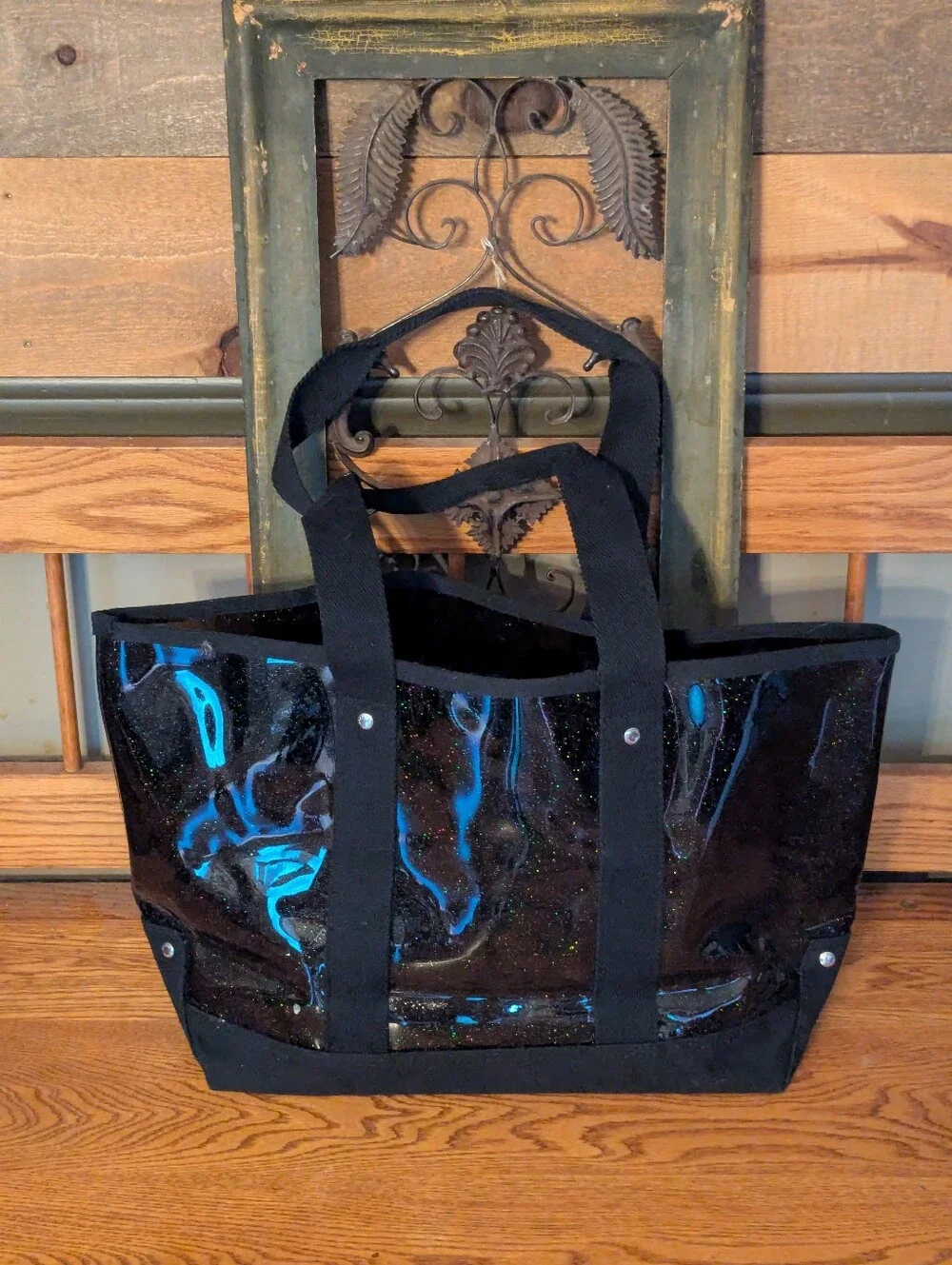 Coach Fragrance Black Glitter Transparent Tote Bag